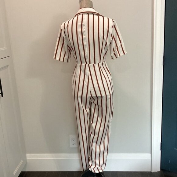 Nasty Gal White You're Just My Stripe Utility Jumpsuit​​​ - Picture 9 of 14